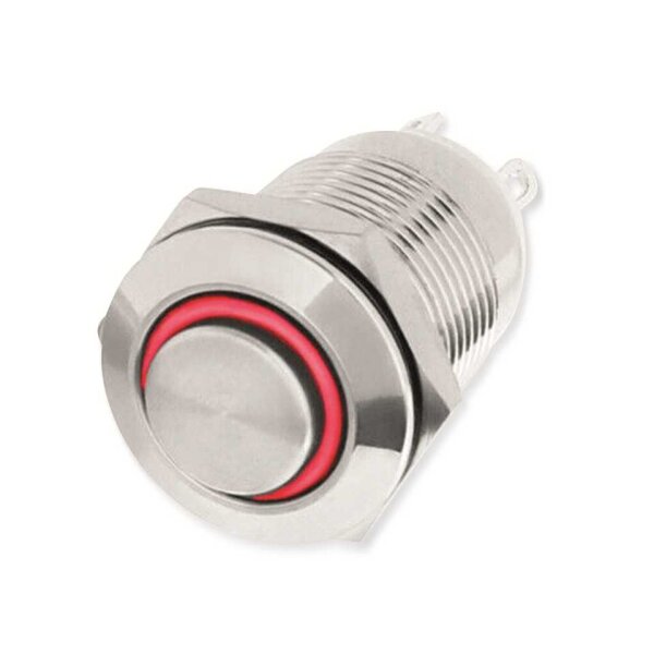 LED-Drucktaster, Ringbeleuchtung rot 12 V, Ø12 mm, 2 A/250 V