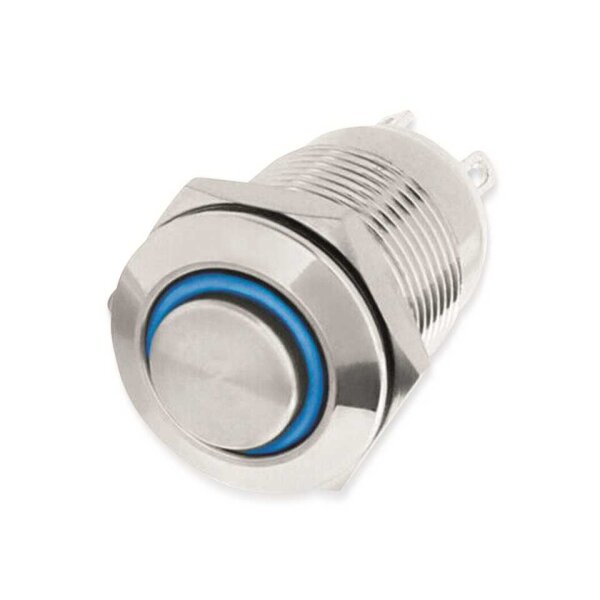 LED-Drucktaster, Ringbeleuchtung blau 12 V, &Oslash;12 mm, 2 A/250 V