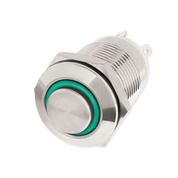 LED-Drucktaster, Ringbeleuchtung grün 12 V, Ø12 mm, 2 A/250 V