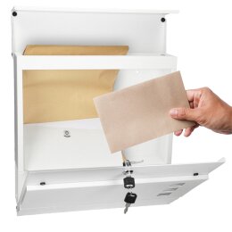 Moderner Design Briefkasten mit Zeitungsfach RAL 9010 verkehrsweiss