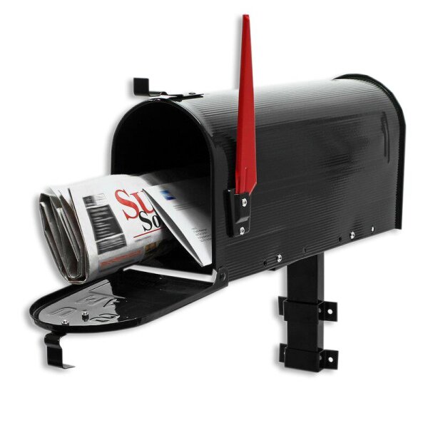 US Mailbox Briefkasten Amerikanisches Design schwarz mit Wandhalterung