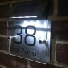 Edelstahl Solar Hausnummer Türschild mit Straße und Hausnummer