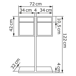 2-Fach Briefkastenanlage Standbriefkasten Tetris Schwarz RAL 9005 mit Edelstahlklappe