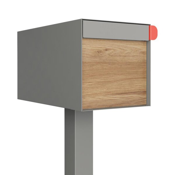 Briefkasten Standbriefkasten Square Grau Metallic RAL 9007 mit HPL-Front