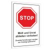 Schild Hinweisschild Müll und Unrat abladen verboten 3 mm Alu-Verbund