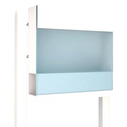Briefkasten Standbriefkasten Elegance Pro Blue Weiß RAL 9016 mit blauer Acrylplatte