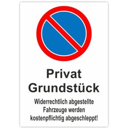 Parkschild Privatgrundstück Parkplatzschild...