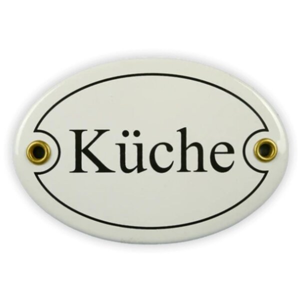 Emailschild oval, 10,5 x 7 cm, Küche