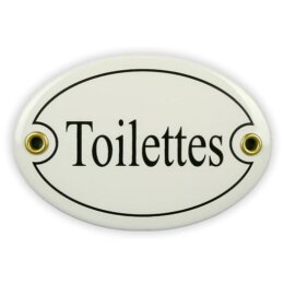 Emailschild oval, 10,5 x 7 cm, Toilettes
