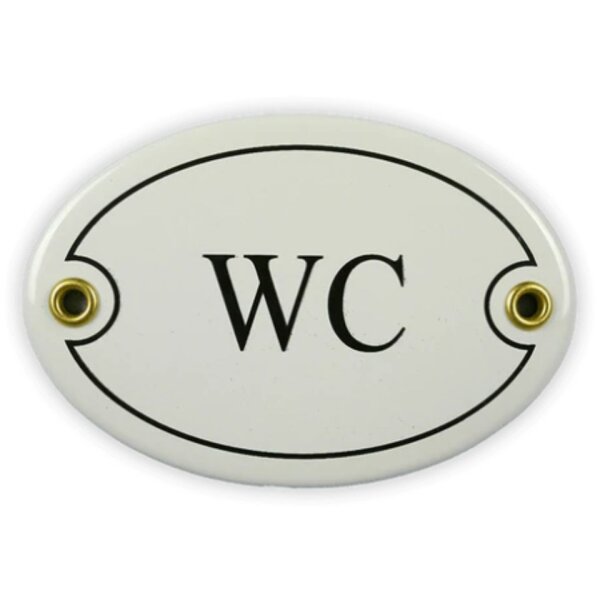 Emailschild oval, 10,5 x 7 cm, WC