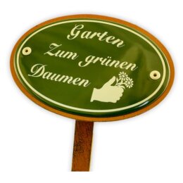 Emailschild oval, 15 x 10 cm, Garten Zum grünen...