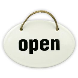 Wendeschild oval, 15 x 10 cm, open/closed