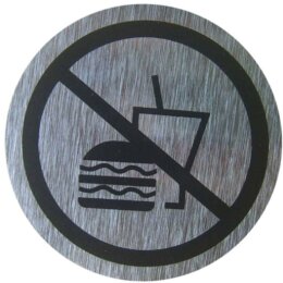 Edelstahlschild Essen und Trinken verboten 65mm Ø
