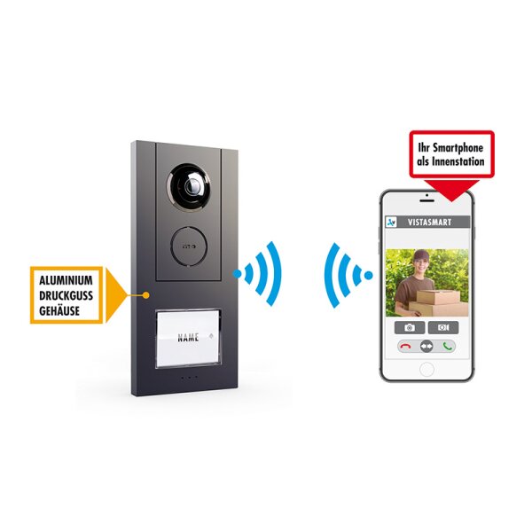 iP Video WLAN Türsprechstation anthrazit ALUMINIUM für Smartphone