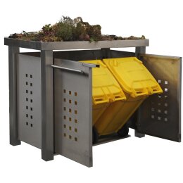 Mülltonnenbox Typ- Pflanzenwanne T-Design Edelstahl 2 x 120 L Edelstahl