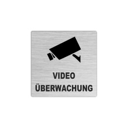 Edelstahlschild 50x50mm Video &Uuml;berwachung