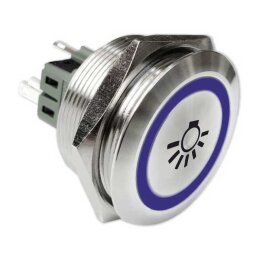 Klingeltaster Drucktaster 40mm Durchmesser blau Ringbeleuchtet mit Lichtsymbol